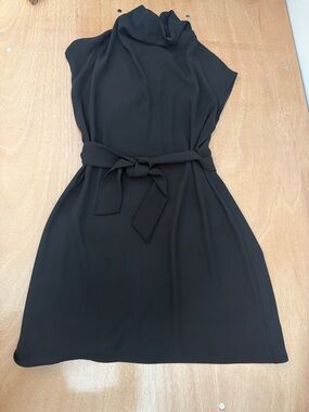 Zara Black Sleeveless Mini Dress with Tie Waist